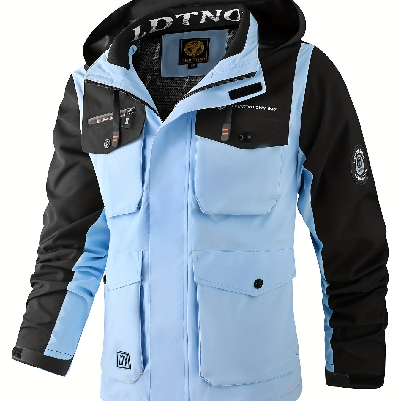 Men’s Full-Zip Windproof Puffer Bomber Jacket – Heavy-Duty Design with Detachable Hood