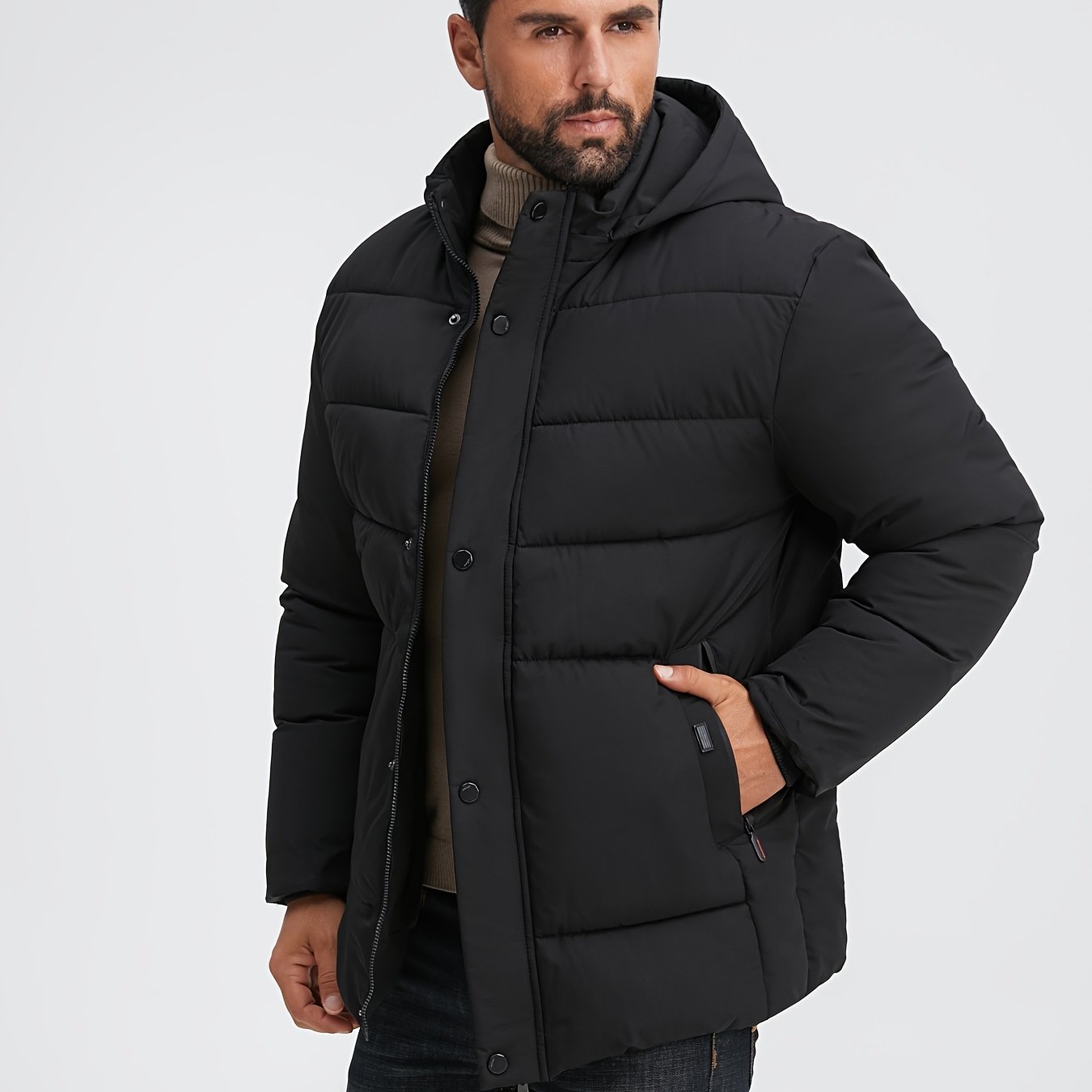 Men’s Heavyweight Winter Coat – Thermal Insulation & Refined Long Design