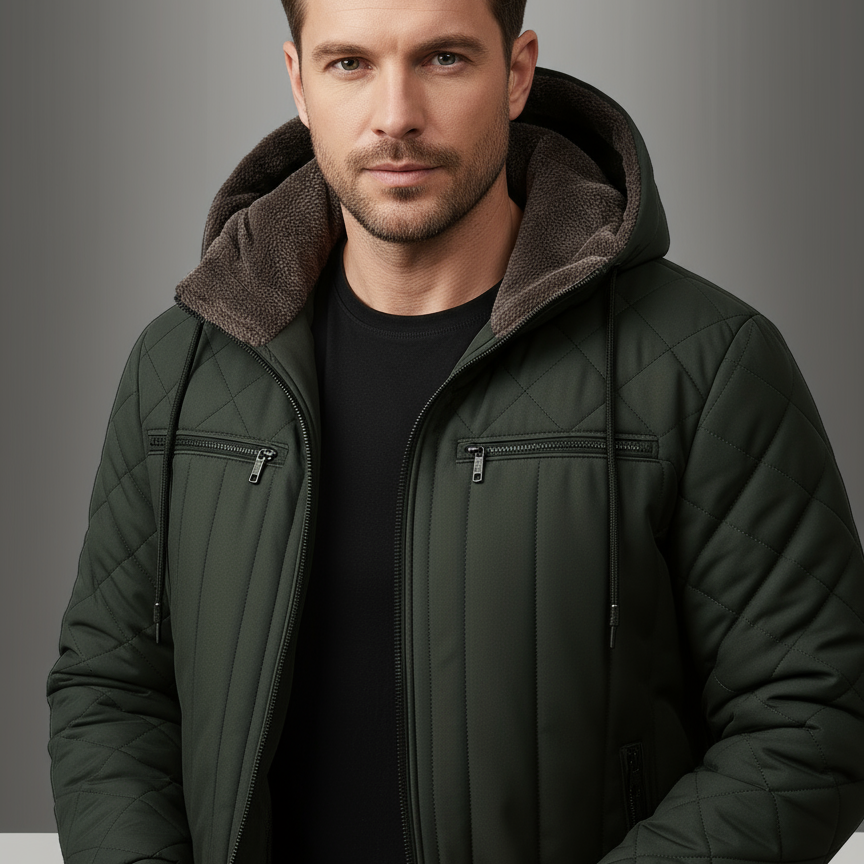 Men’s Heavyweight Winter Jacket – Thermal Insulated Hooded Coat for Cold Weather