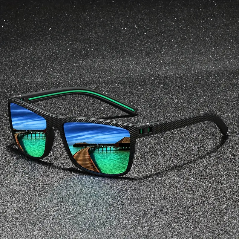 Retro Polarized Fashion Glasses – Full-Rim Frame with Red Accents & TAC Lenses for Driving, Sports & Events