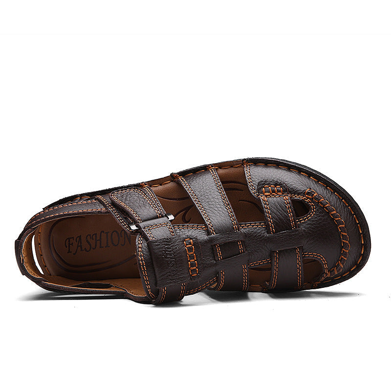 Solorfit Men Cut Out Leather Sandals - Solorfit