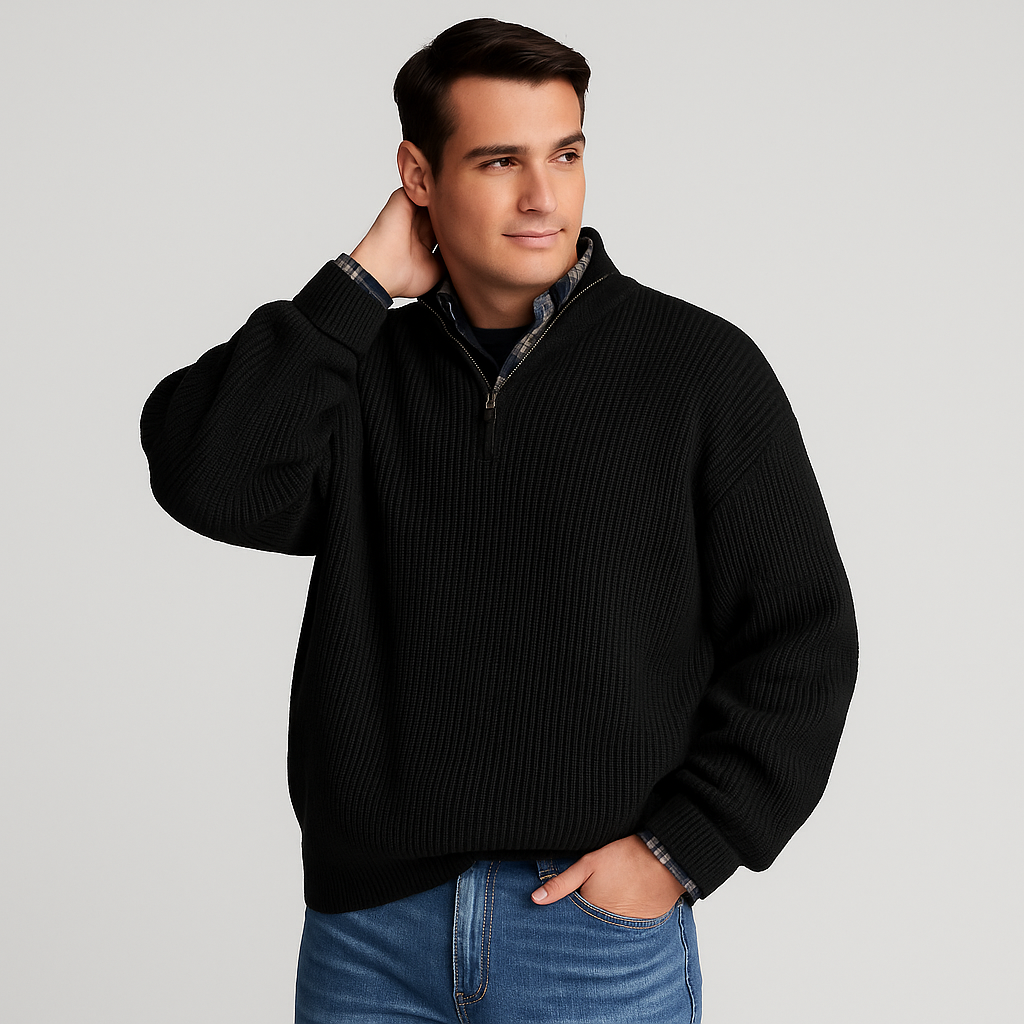Elegant Men’s Wool Sweater – Classic Autumn Knitwear - Solorfit