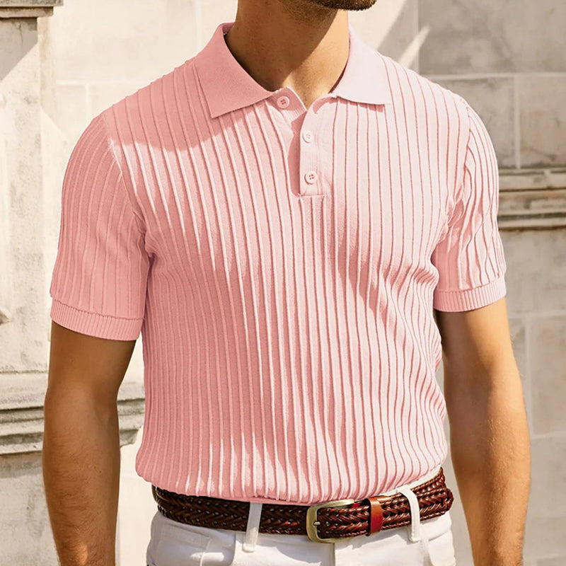 Solorfit Vertical Ribbed Polo Shirt Summer Men
