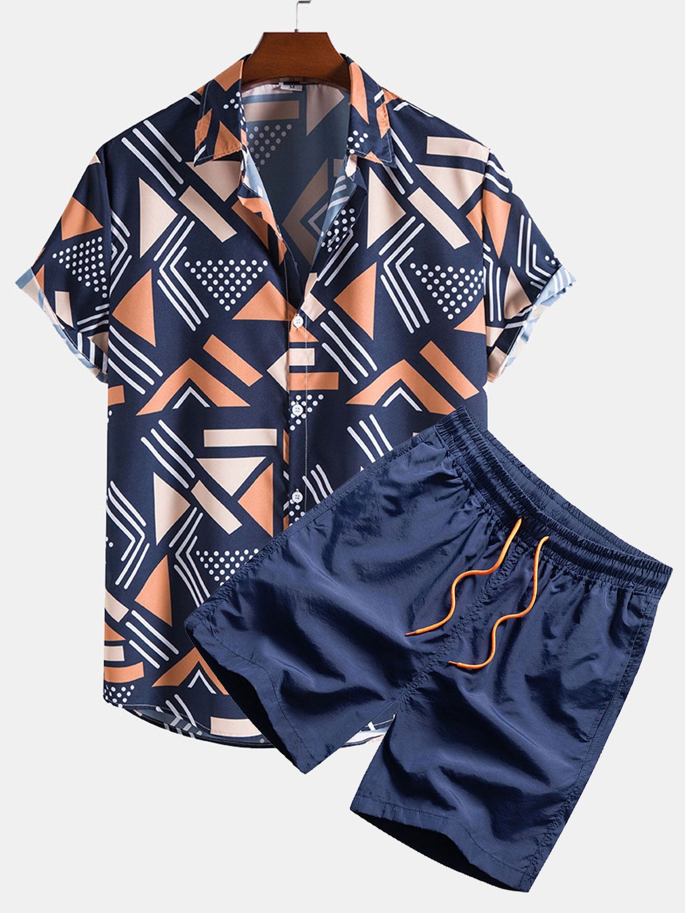 Geometric Print Shirt & Swim Shorts - Solorfit