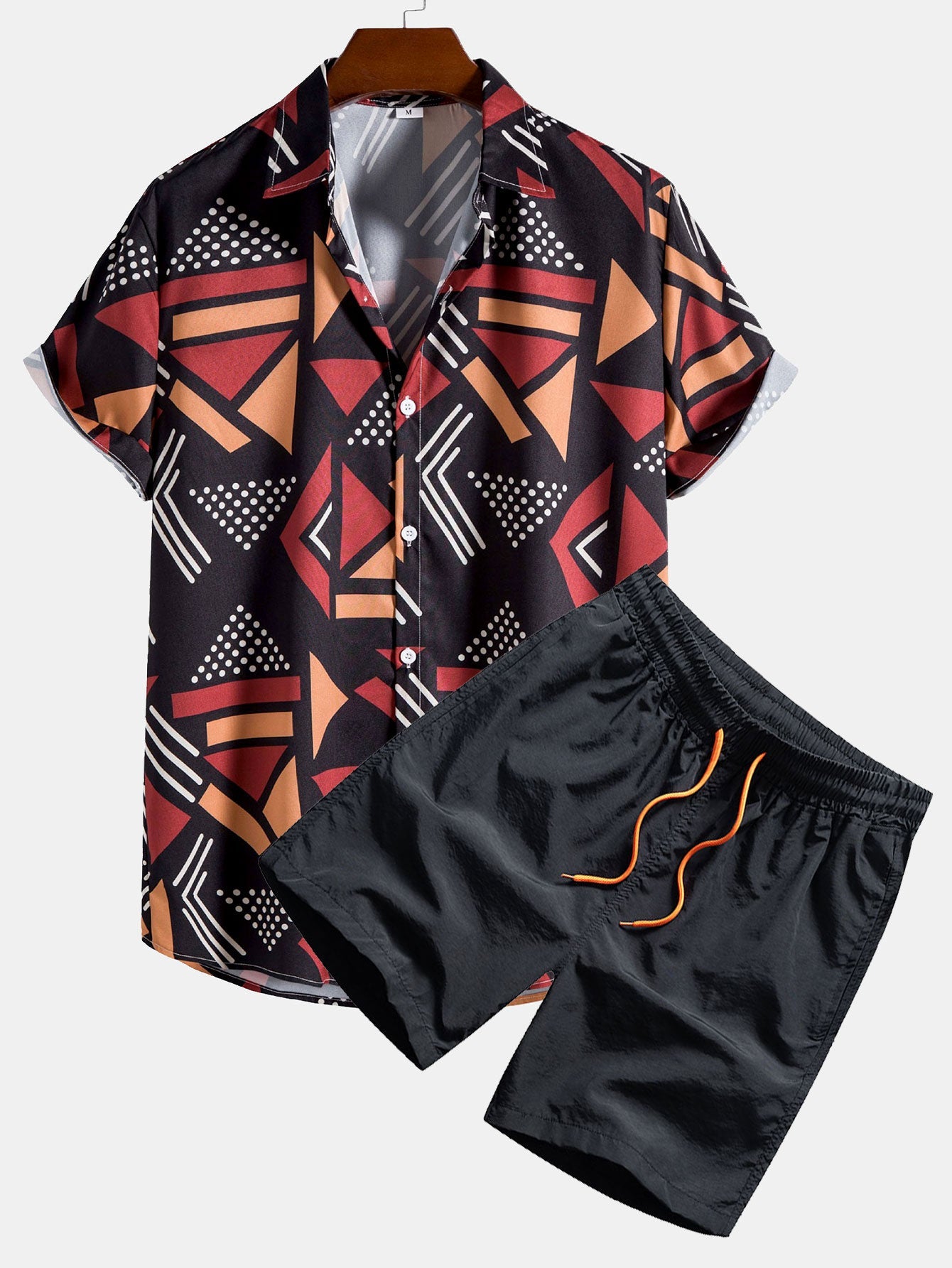 Geometric Print Shirt & Swim Shorts - Solorfit