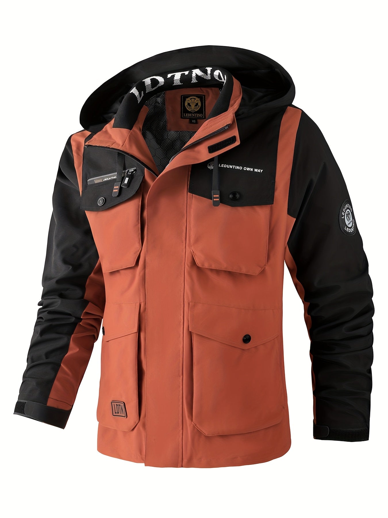 Men’s Full-Zip Windproof Puffer Bomber Jacket – Heavy-Duty Design with Detachable Hood