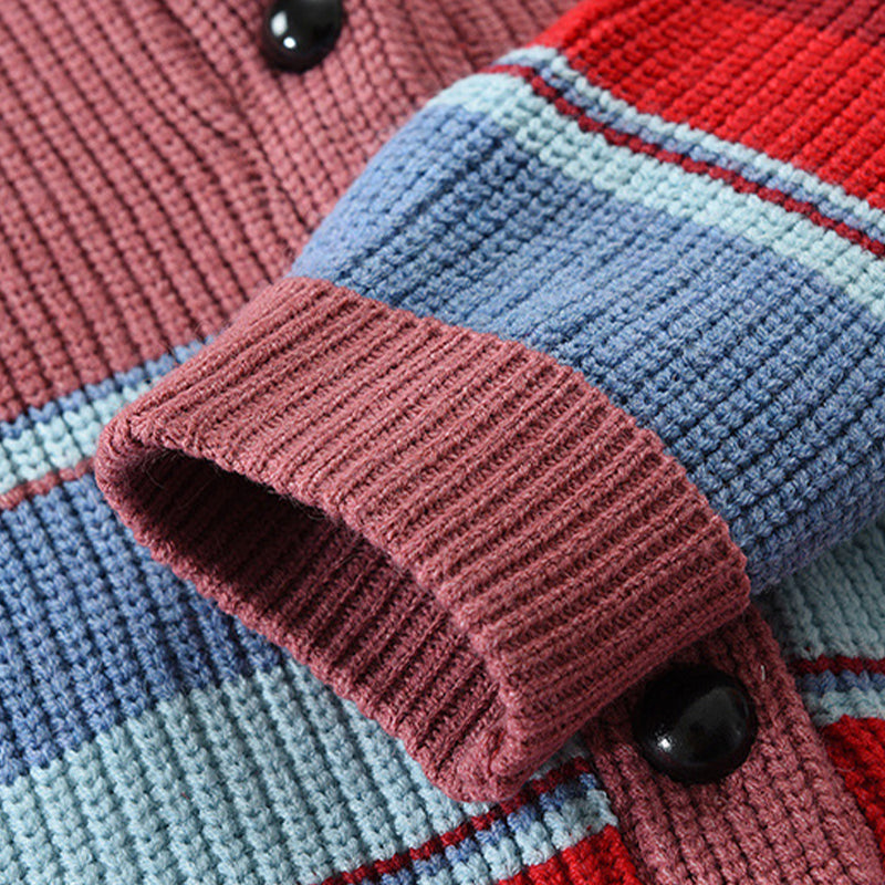 Men’s Colorblock Lapel Sweater Jacket – Modern Knit Design with Timeless Style
