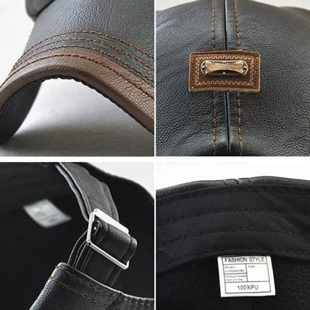 FlatCap | Retro Men’s Leather Hat – Vintage Style Flat Cap Beret