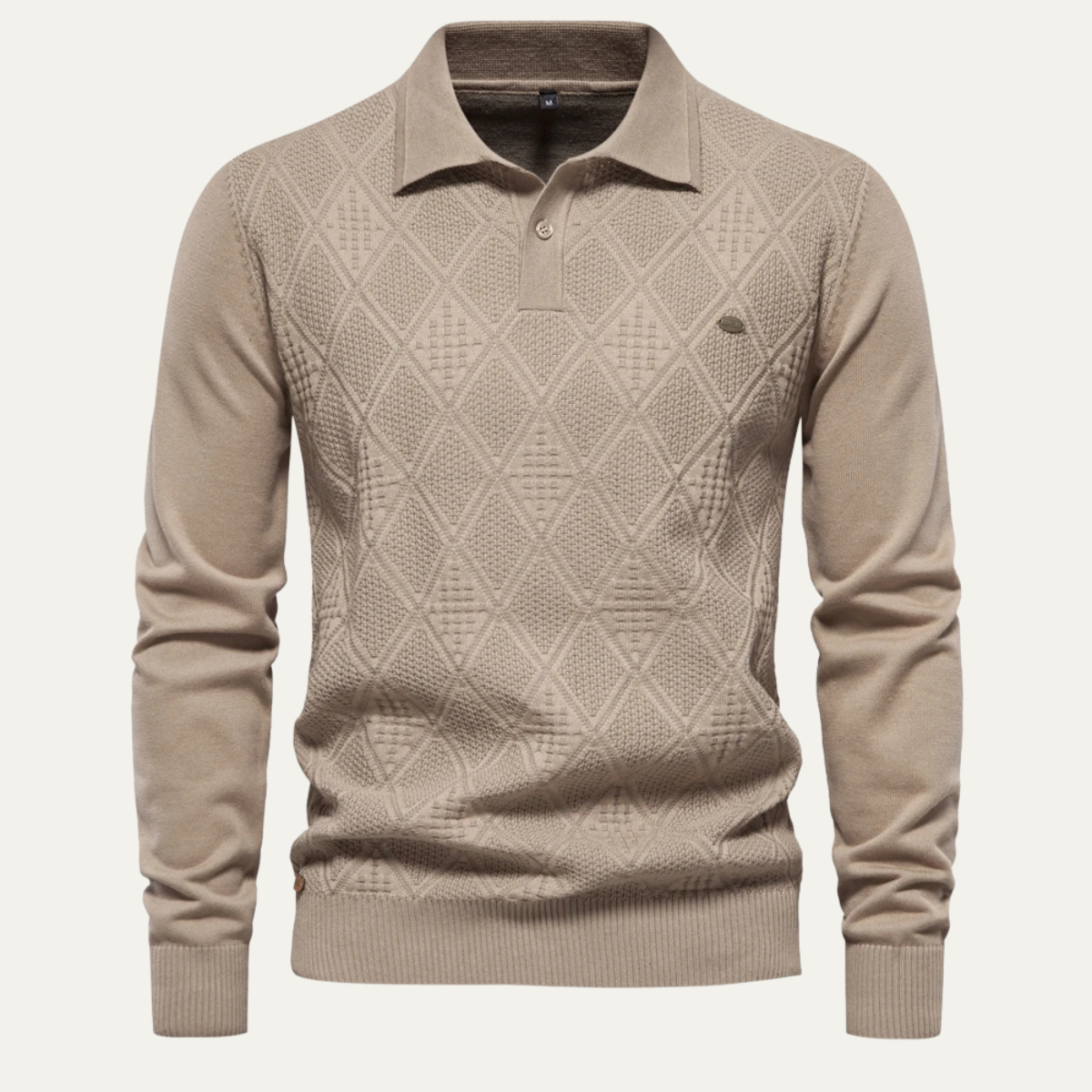 Kensington Diamond Knit Button Polo Sweater for Men