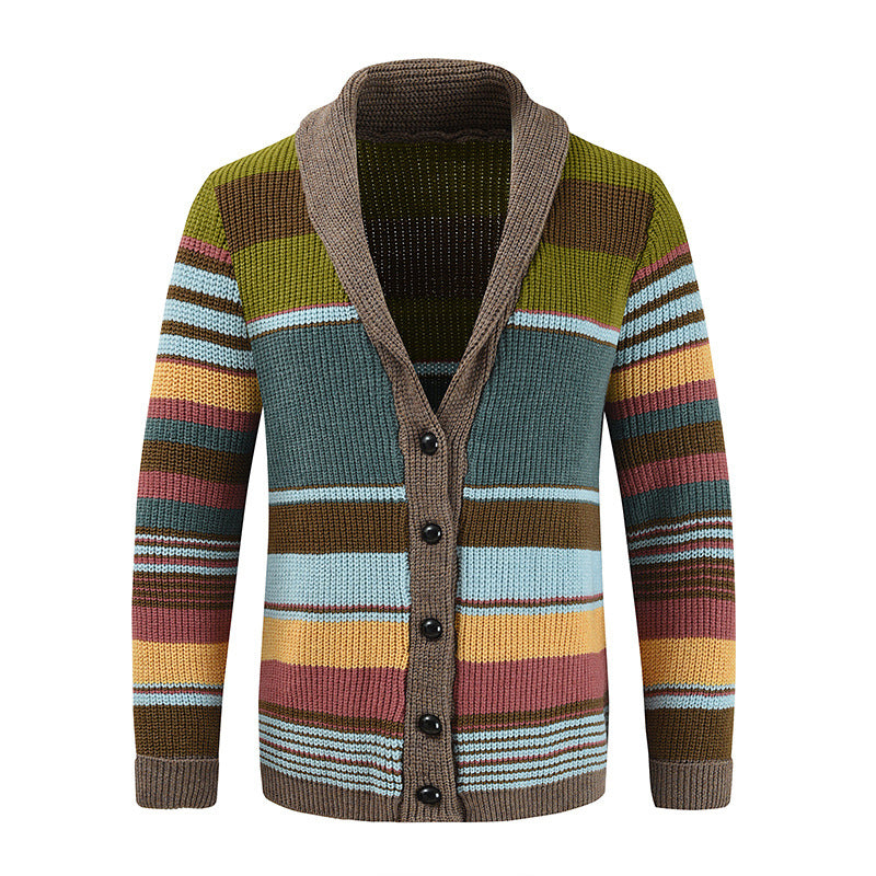 Men’s Colorblock Lapel Sweater Jacket – Modern Knit Design with Timeless Style