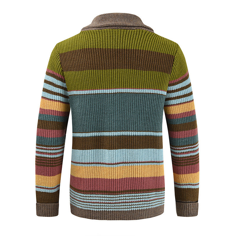 Men’s Colorblock Lapel Sweater Jacket – Modern Knit Design with Timeless Style