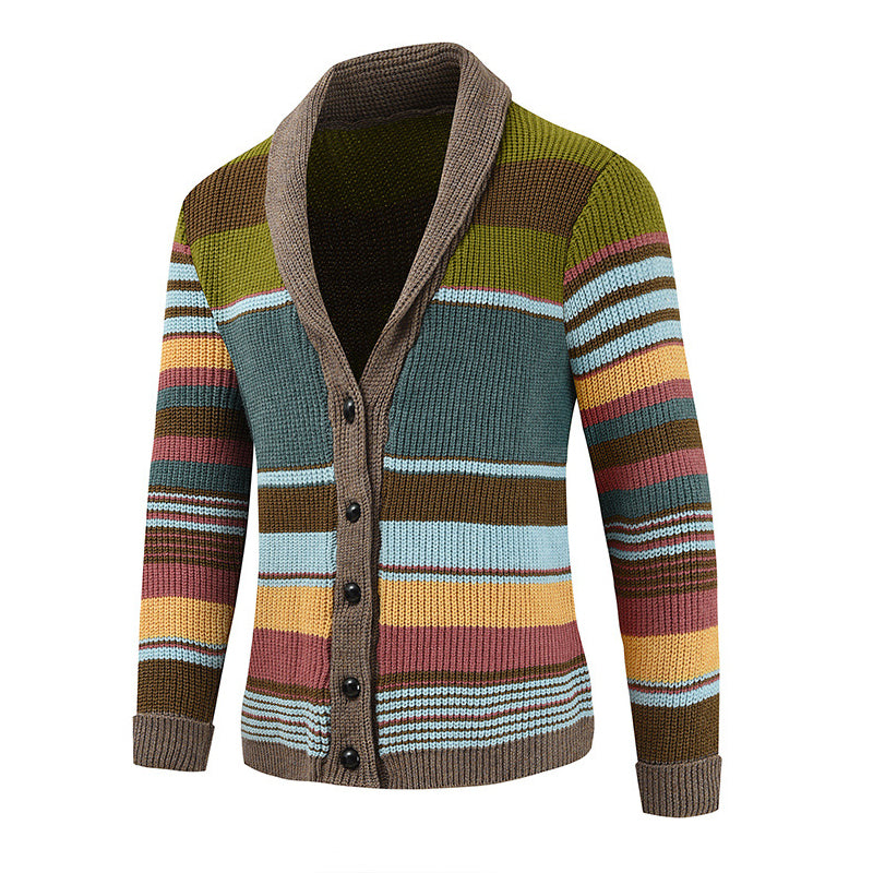 Men’s Colorblock Lapel Sweater Jacket – Modern Knit Design with Timeless Style