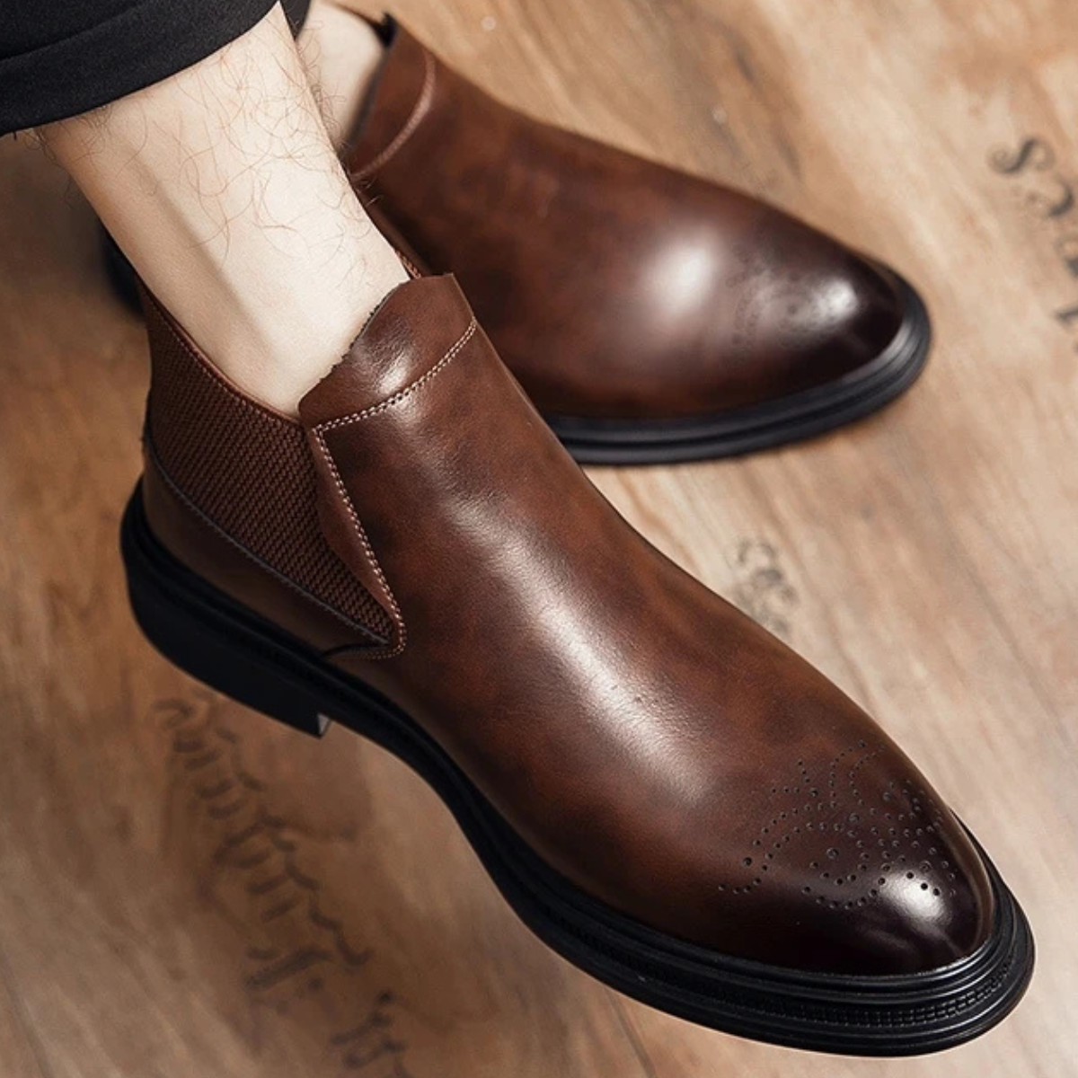 The Summerville Men’s Leather Brogue Detail Smart Casual Ankle Boots