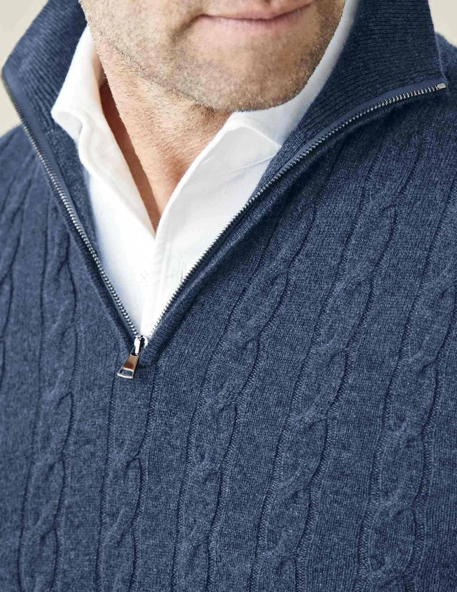 Men’s Cable Knit Zipper Sweater – Warm Knitted Full Zip Sweater