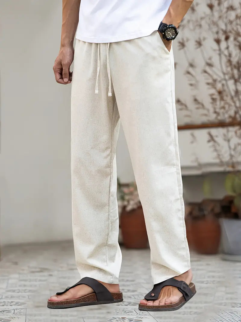 Solorfit | Men's Linen Casual Pants – Straight-Leg, Regular Fit, Breathable All-Season Trousers