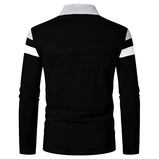 Black Long Sleeve Polo Sweater – Men’s Comfortable Casual Button Collar Top