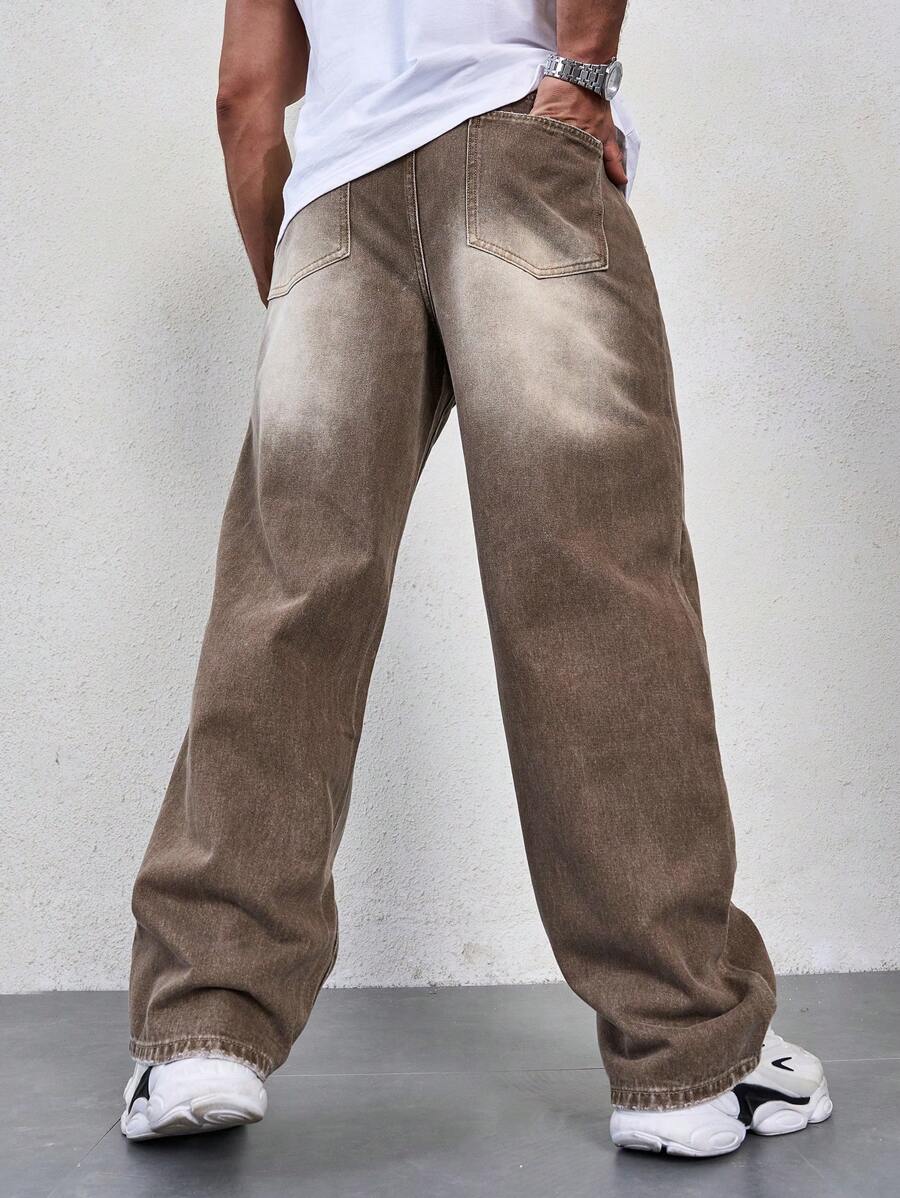 Men’s Solid Denim Jeans – Dark Wash Baggy Cargo Jeans | Everyday Casual Denim