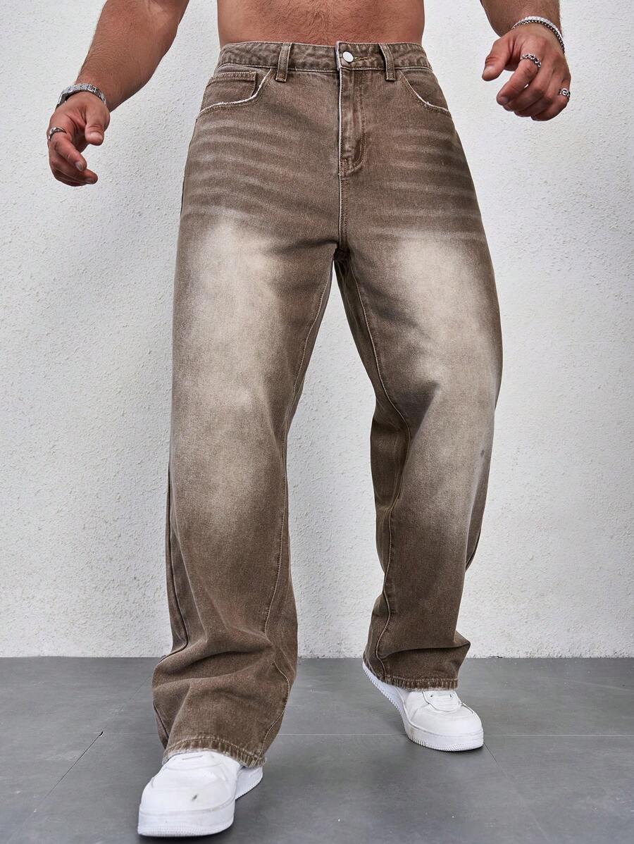 Men’s Solid Denim Jeans – Dark Wash Baggy Cargo Jeans | Everyday Casual Denim