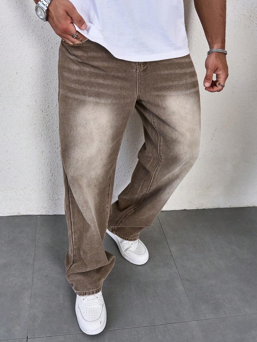 Men’s Solid Denim Jeans – Dark Wash Baggy Cargo Jeans | Everyday Casual Denim