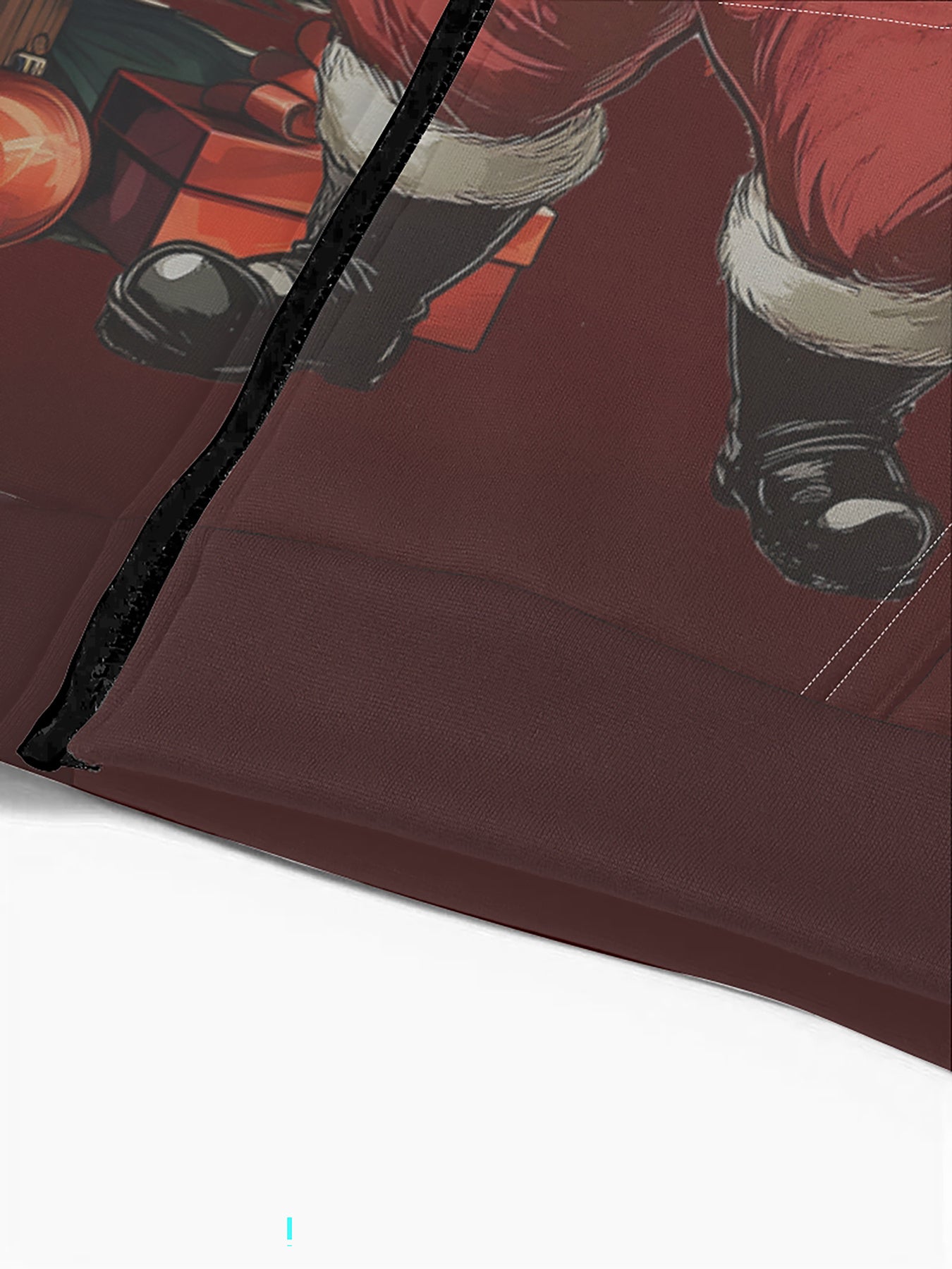 Men Fashionable Casual Hoodie with Zipper and Pockets Santa Print Christmas