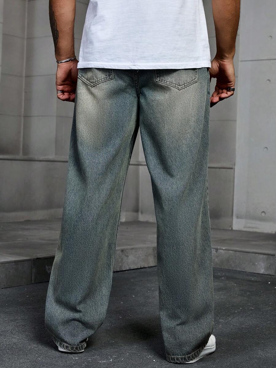 Men’s Solid Denim Jeans – Dark Wash Baggy Cargo Jeans | Everyday Casual Denim