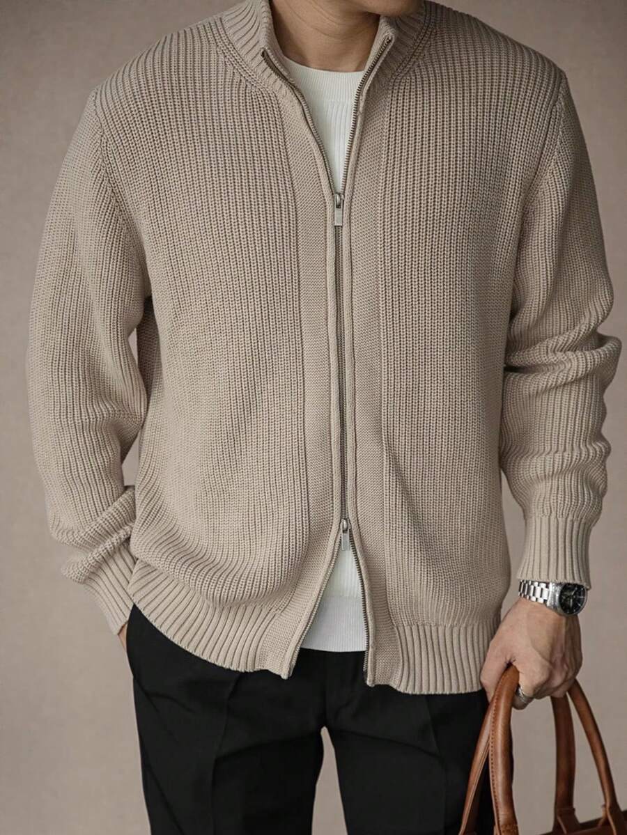 Men’s Casual Solid Cardigan – Versatile Knit for Autumn & Winter