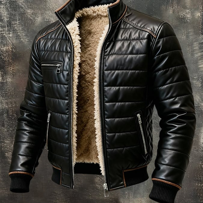 Vintage Soft Leather Jacket – Warm & Plush Lining | Men’s Retro Comfort Outerwear