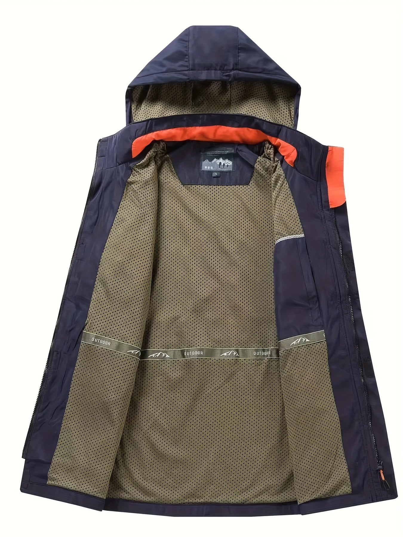 Men’s Outdoor Windbreaker Jacket – Adjustable Hood & Zippered Pockets