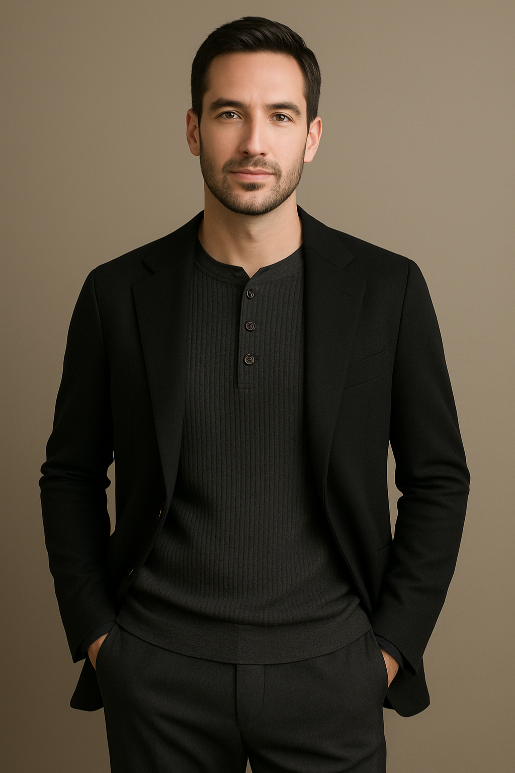 Henley | Men’s Waffle Knit Shirt – Casual Long-Sleeve Top