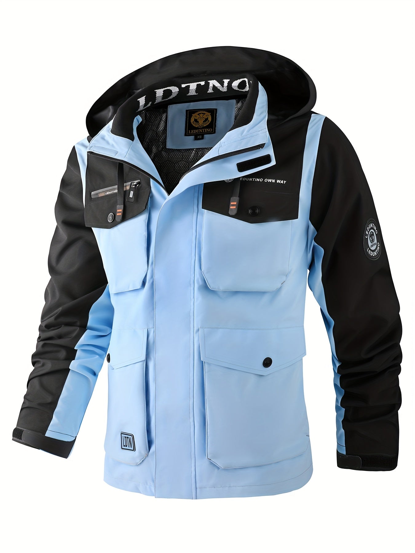 Men’s Full-Zip Windproof Puffer Bomber Jacket – Heavy-Duty Design with Detachable Hood