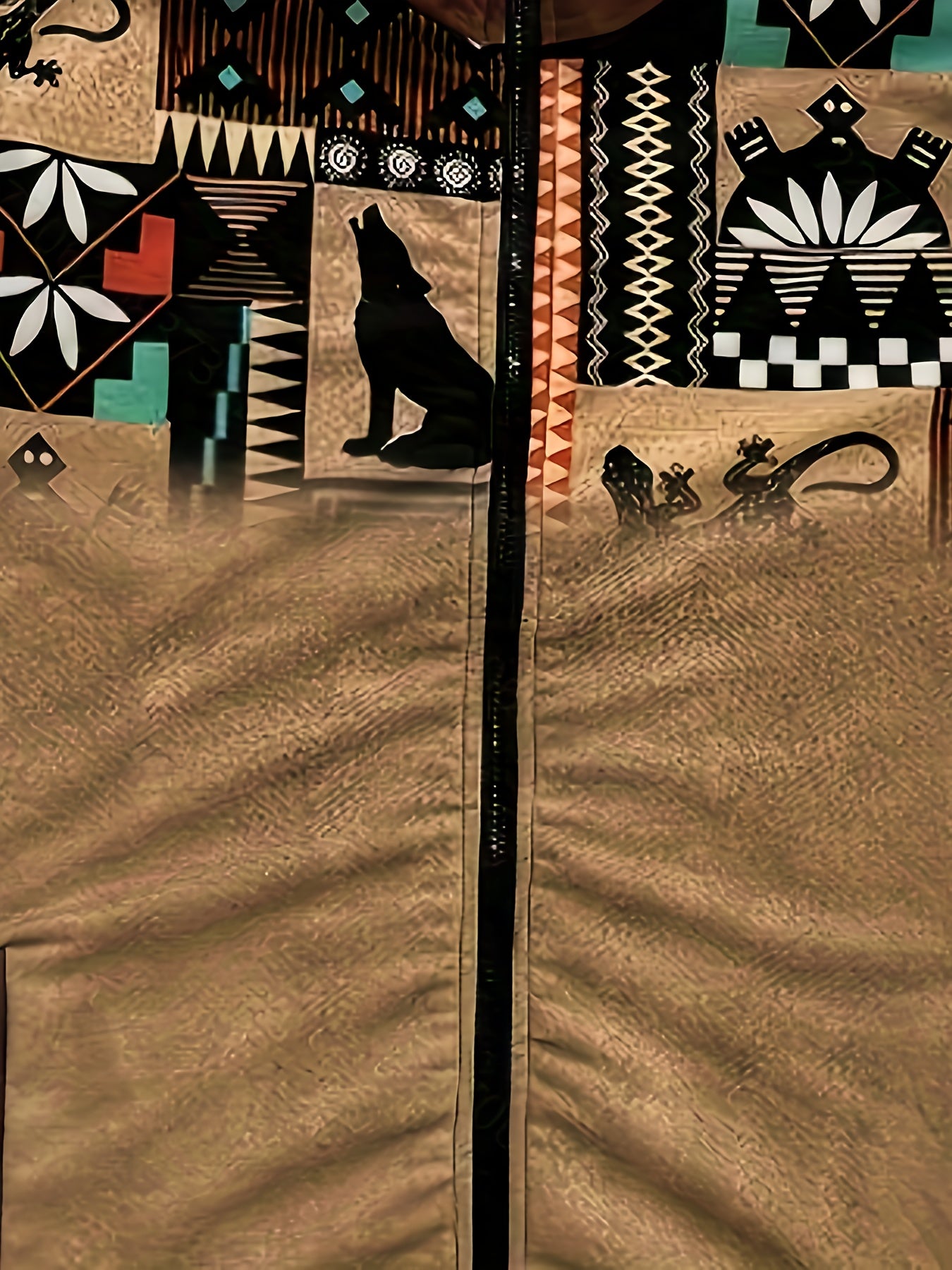 Men’s Southwestern Fleece Jacket – Full-Zip Tribal Print Coat | Warm Winter Outdoor Style