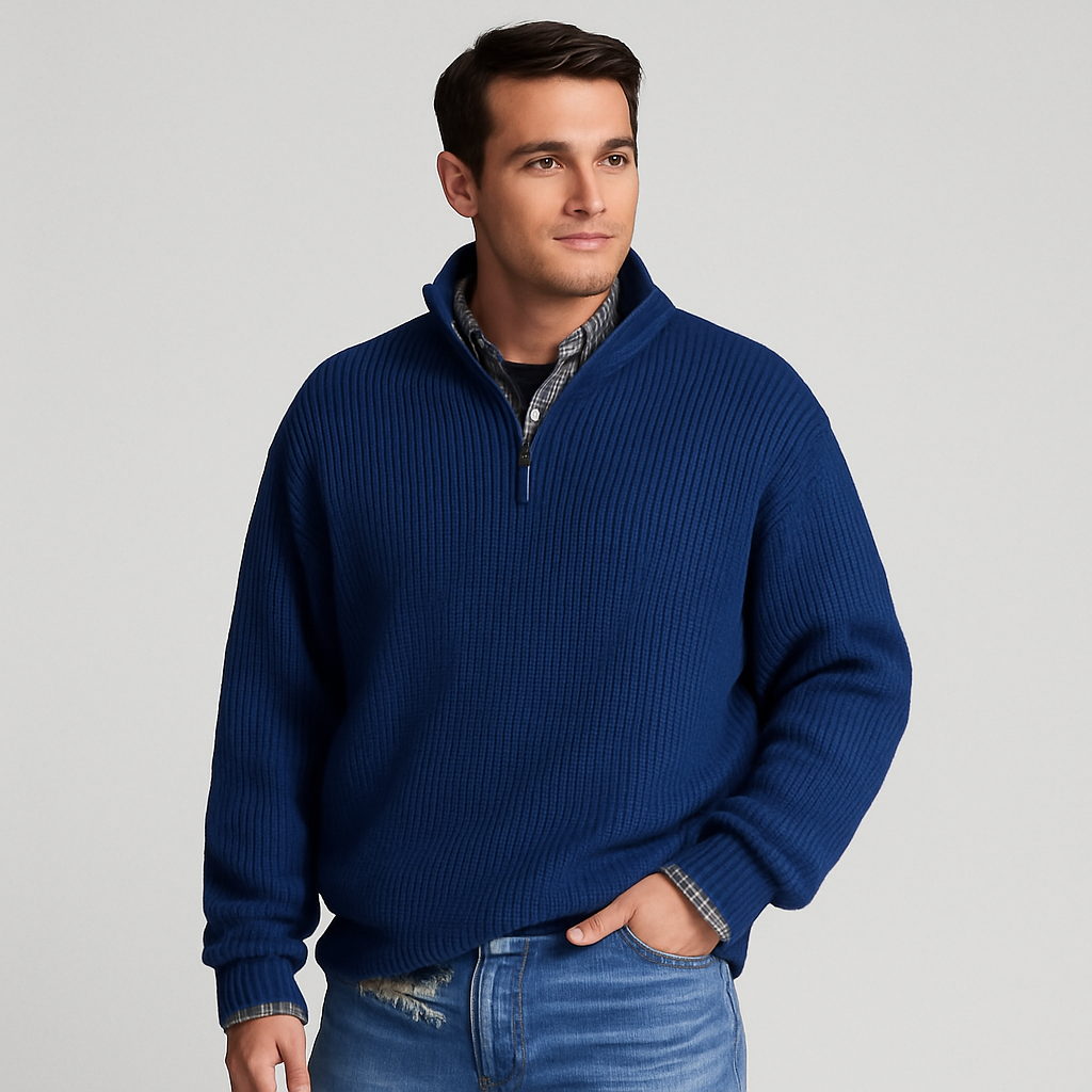 Elegant Men’s Wool Sweater – Classic Autumn Knitwear - Solorfit