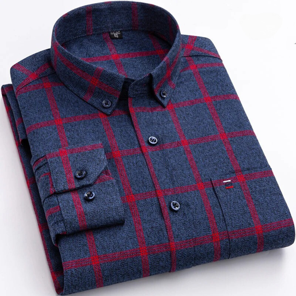 Vinthentic Everett Cotton Plaid Shirt Blouse – Classic Men’s Casual Wear