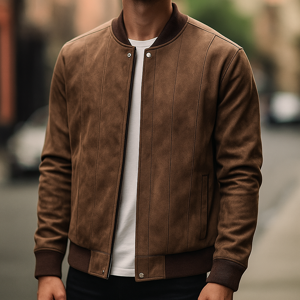 Stravon Men’s Suede Bomber Jacket – Classic Soft-Touch Outerwear