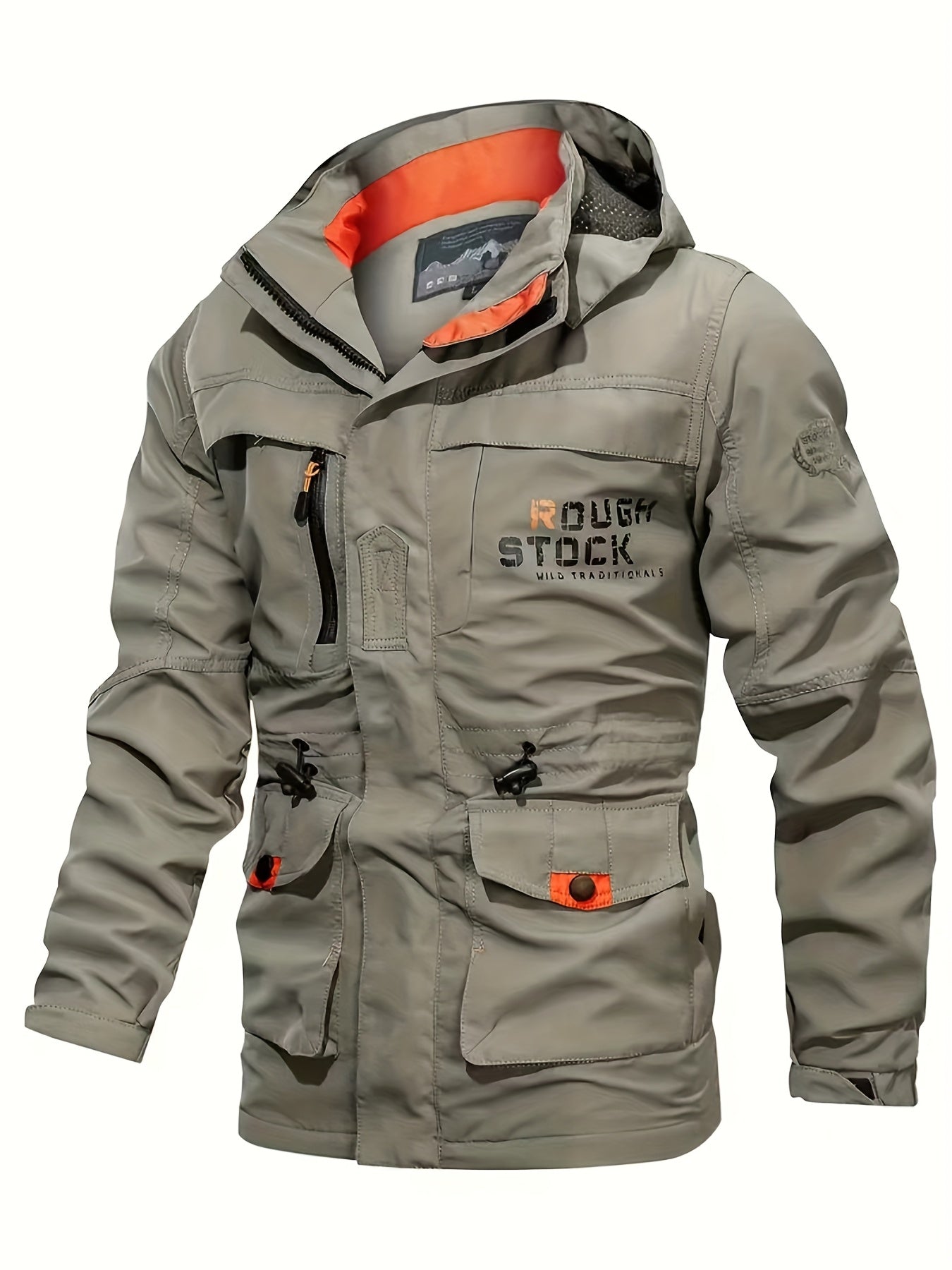 Men’s Outdoor Windbreaker Jacket – Adjustable Hood & Zippered Pockets