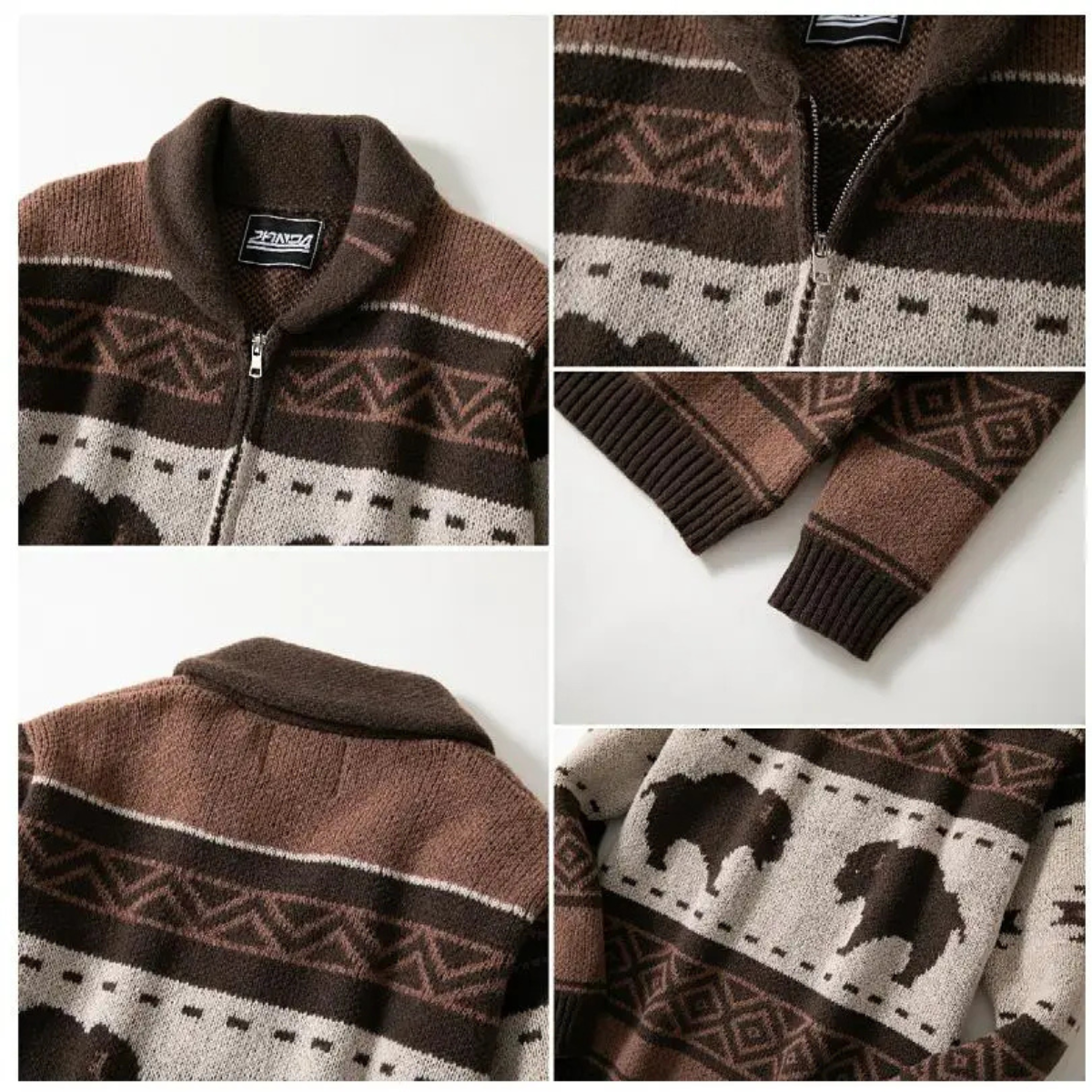 The Andrews Men's Retro Buffalo Print Winter Cardigan