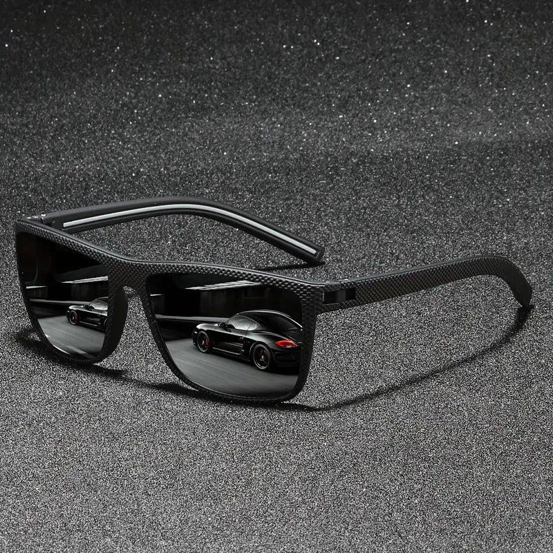 Retro Polarized Fashion Glasses – Full-Rim Frame with Red Accents & TAC Lenses for Driving, Sports & Events