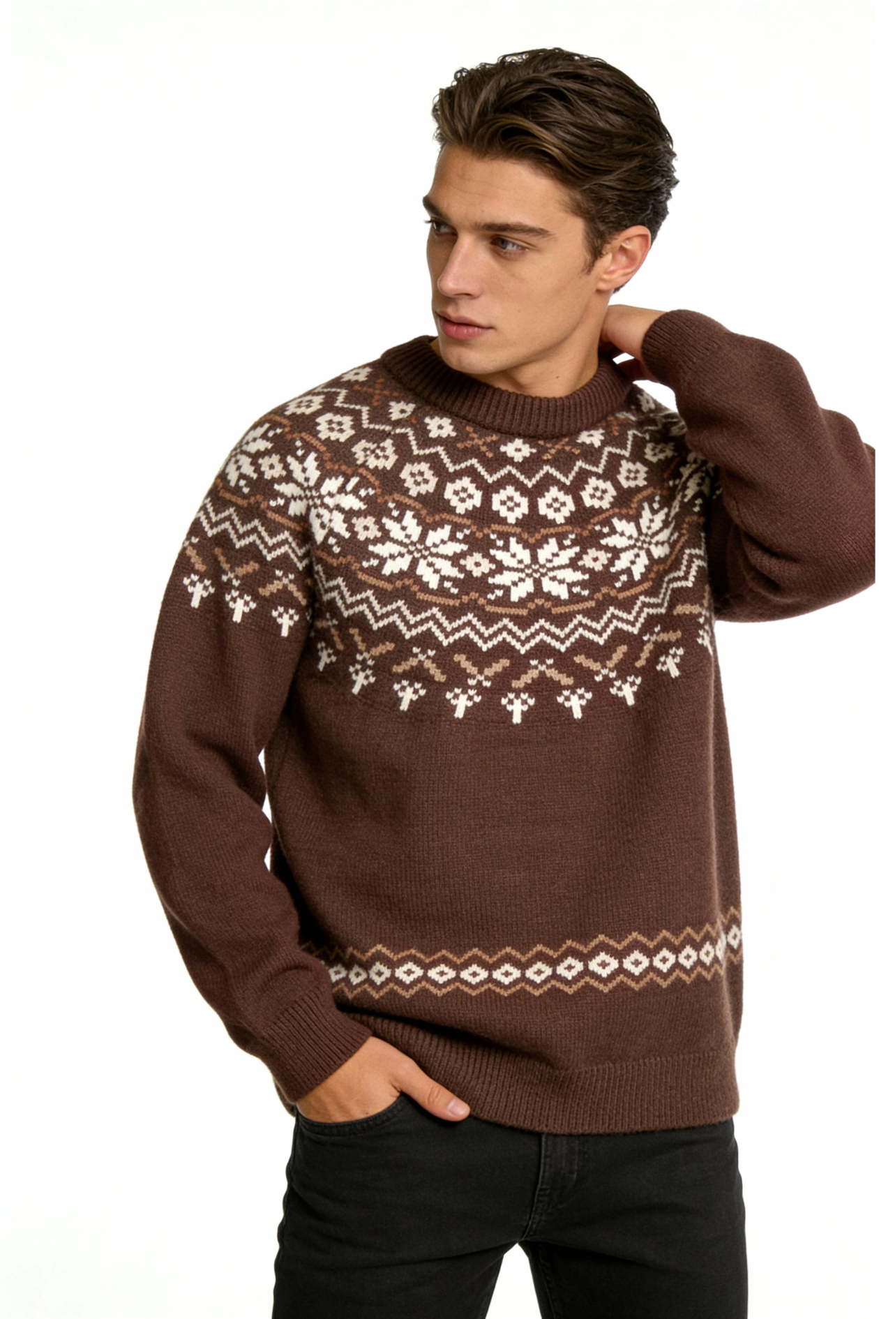 Everpine Men Crewneck Sweater - Brown