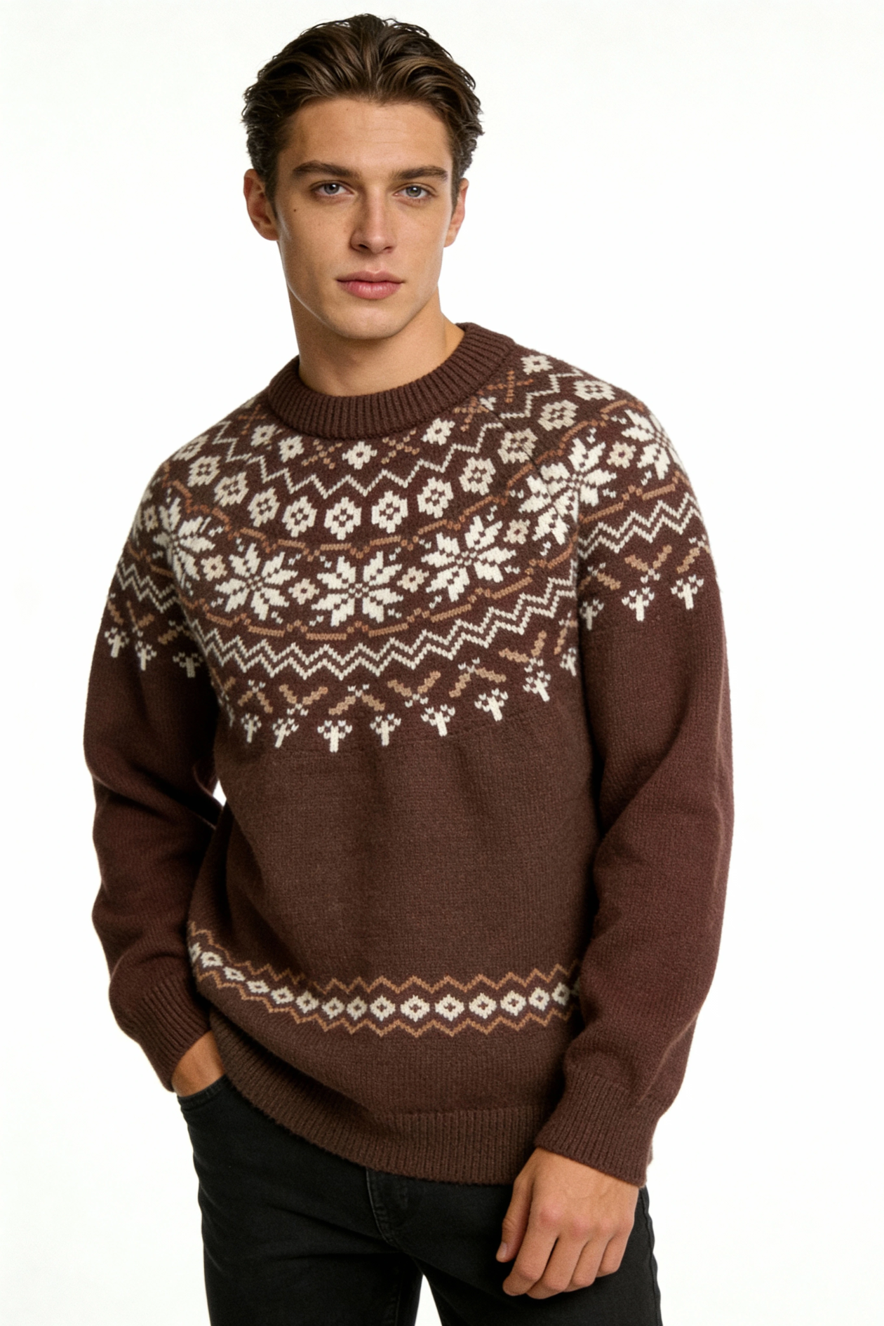 Everpine Men Crewneck Sweater - Brown