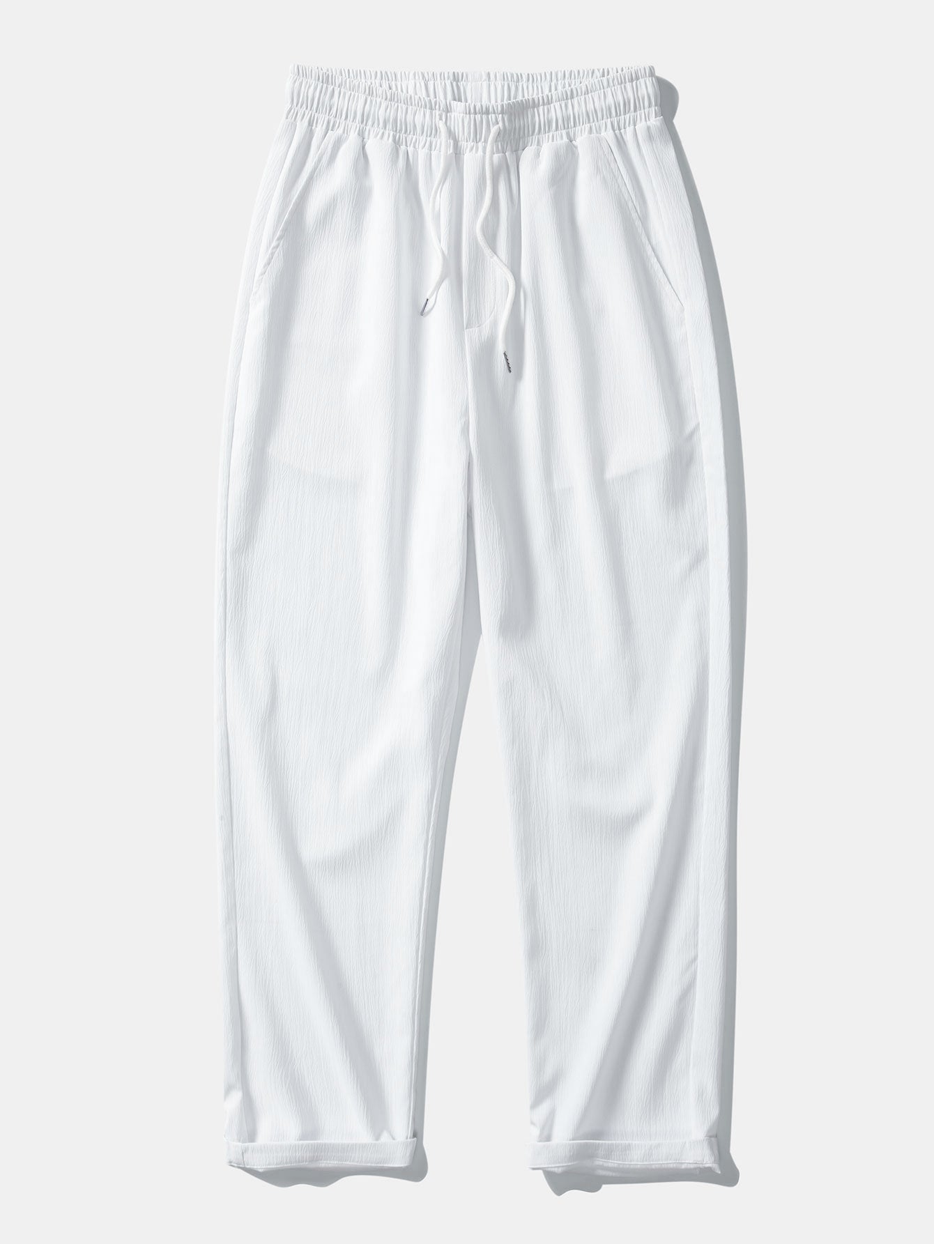 Linen Rayon Blend Button Up Shirt & Wrinkle Textured Straight Leg Pants