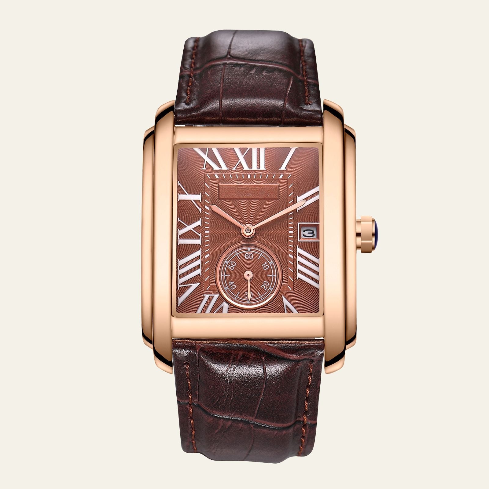The Verona Deco Vintage Leather Strap Watch