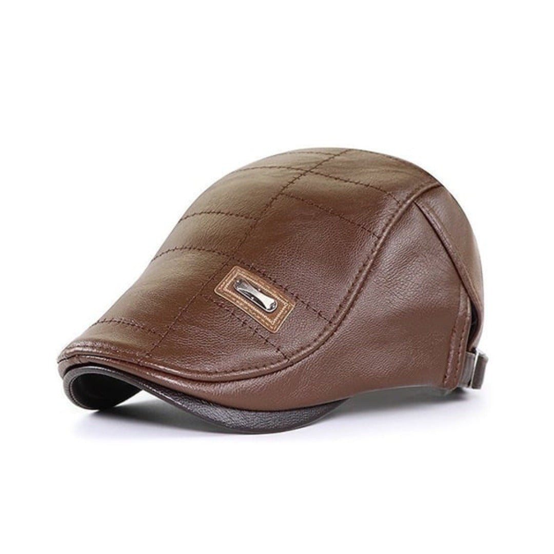 FlatCap | Retro Men’s Leather Hat – Vintage Style Flat Cap Beret