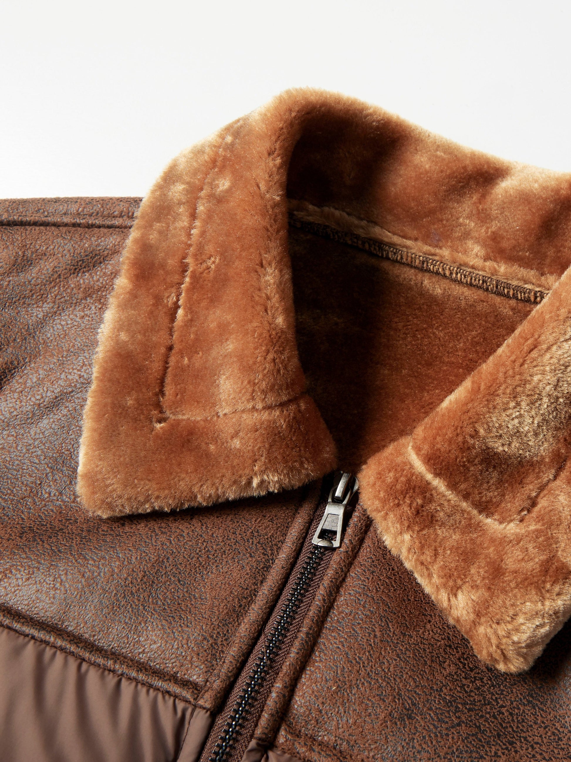 Men’s Casual Puffer Jacket with Faux Fur Collar – Warm Solid Color Zip-Up Coat