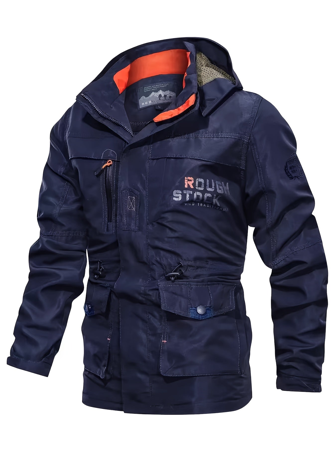 Men’s Outdoor Windbreaker Jacket – Adjustable Hood & Zippered Pockets