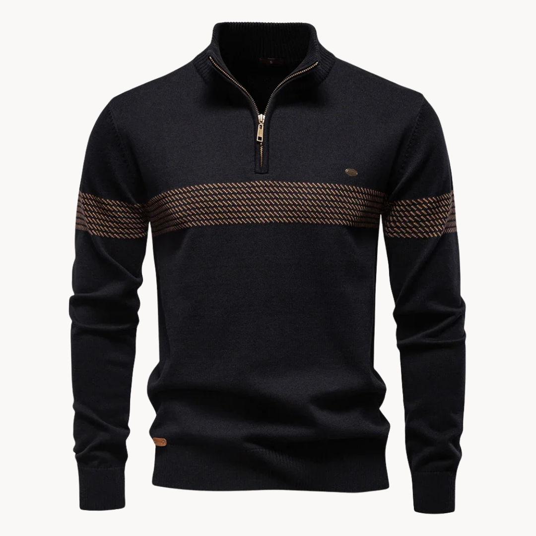 Durham Heritage Stripe Men Half Zip Sweater