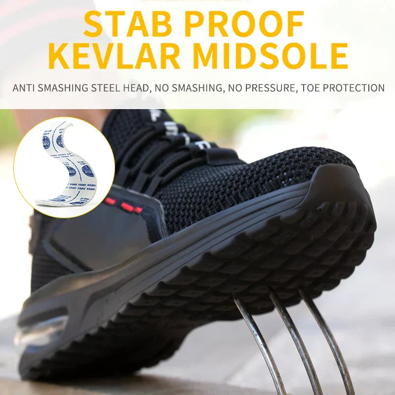 Ultra-Light Breathable Steel Toe Work Shoes – Non-Slip Safety & All-Day Comfort