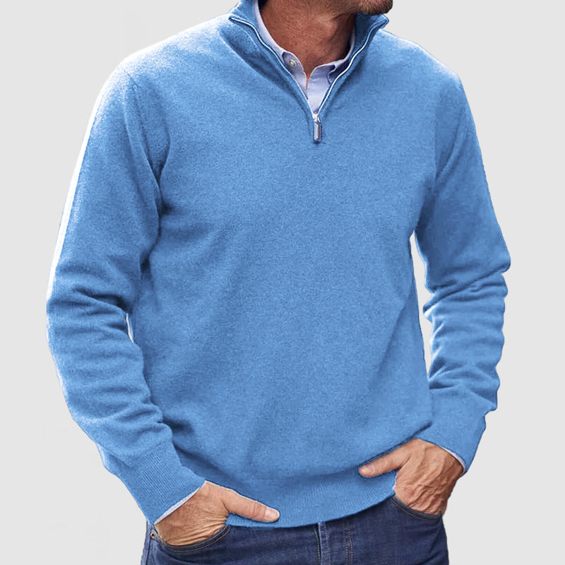 Men's Cashmere Zipper Basic Sweater - Solorfit