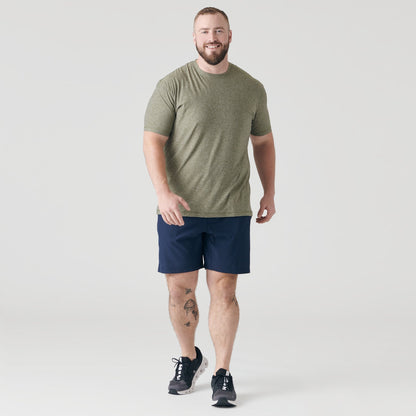 Heather Military Green Active Crew Neck Tee