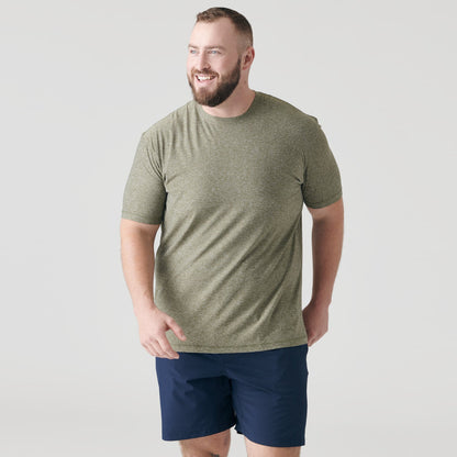 Heather Military Green Active Crew Neck Tee