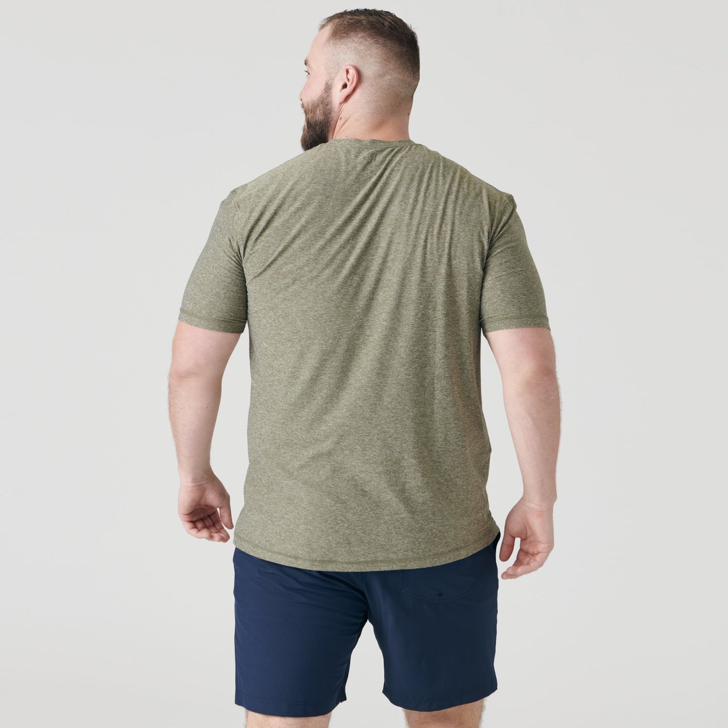 Heather Military Green Active Crew Neck Tee